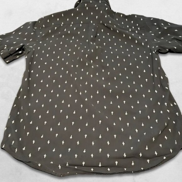 Old Navy Classic Button-Down Shirt Cactus Print Slim Fit Gray Green Men's Large - Picture 2 of 5